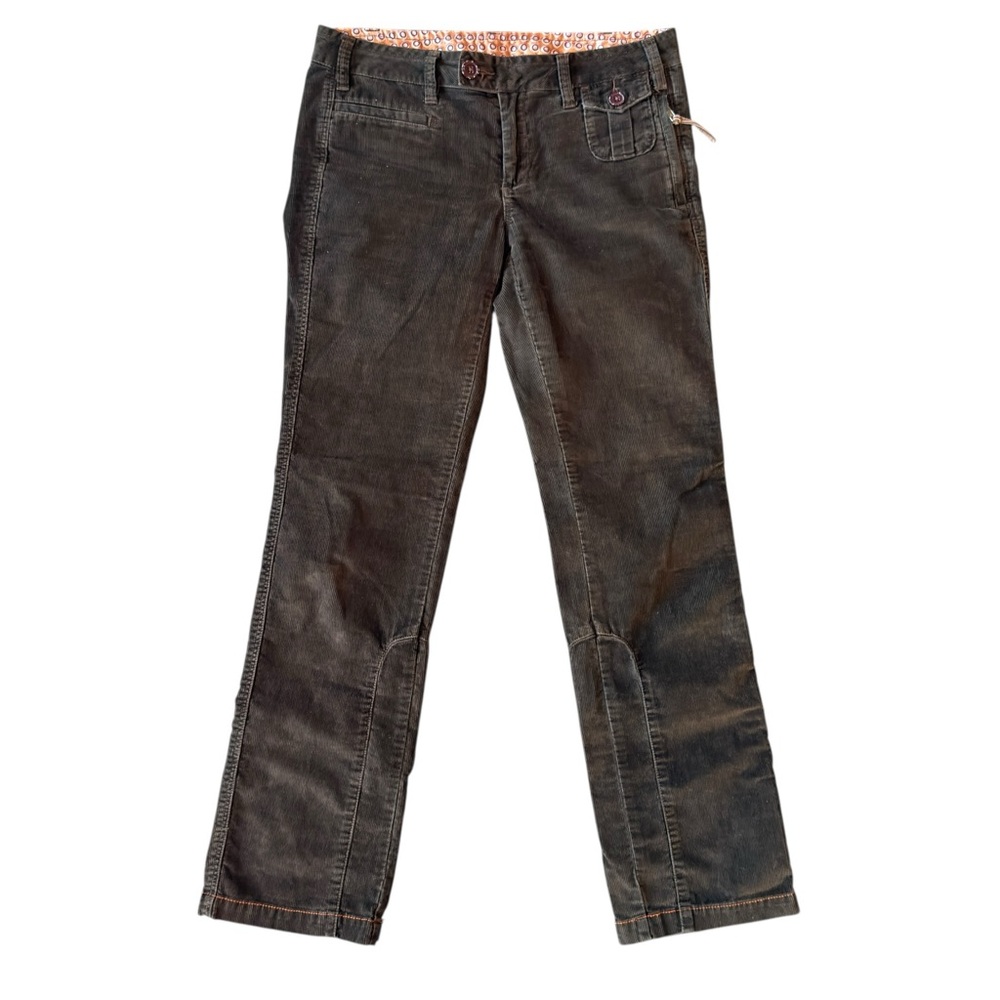 G1 Goods Y2K Brown Corduroy Low Rise Bootcut Pants With Paneled Seamed Legs